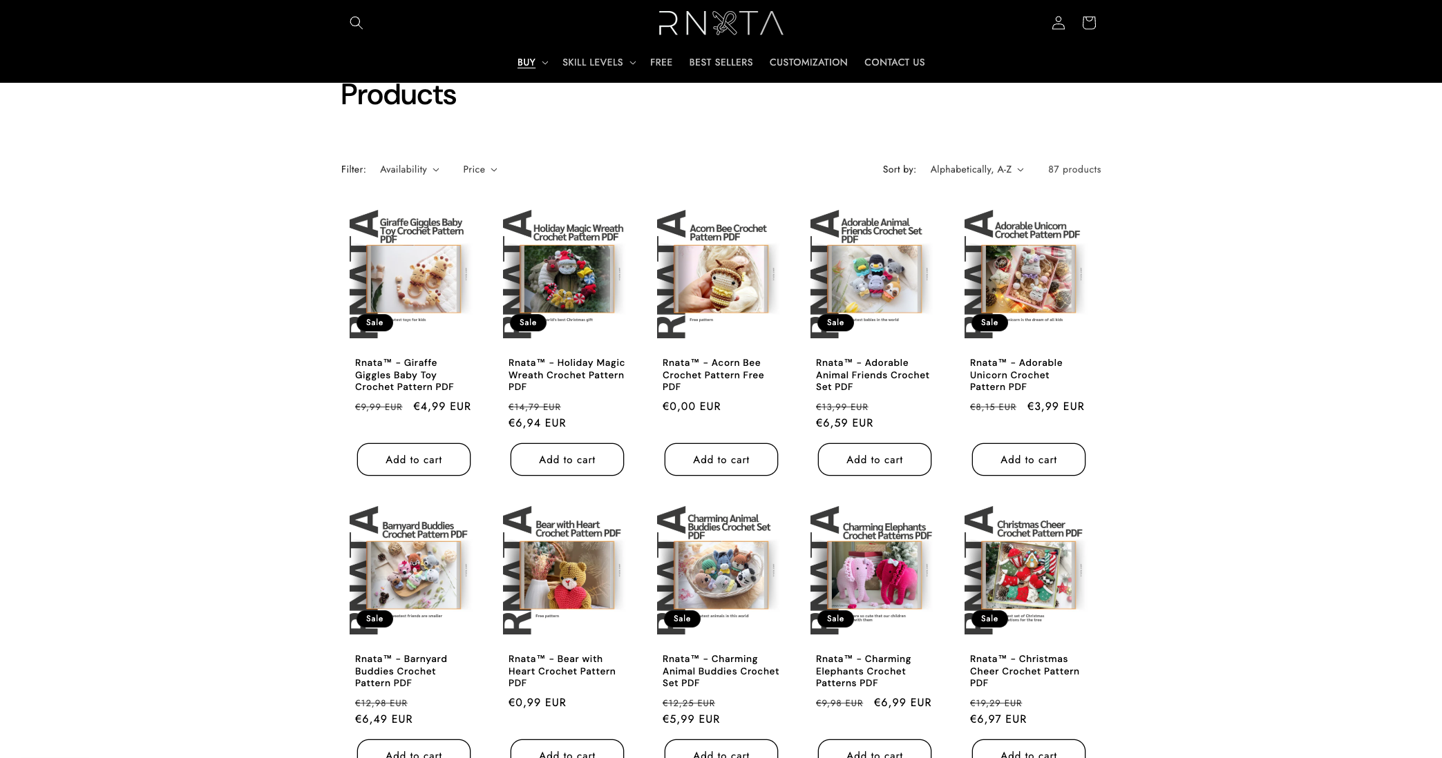 Shopify opzet voor rnata.com