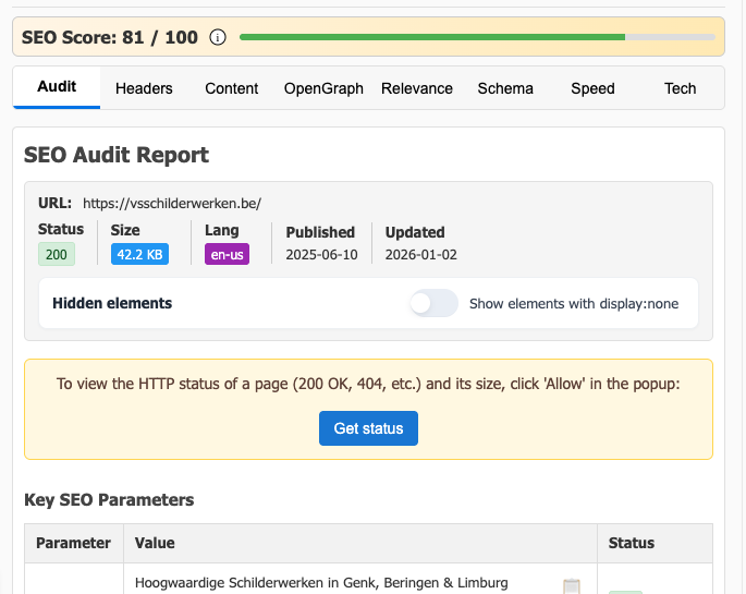 SEO-fundering voor VS SCHILDERWERKEN
