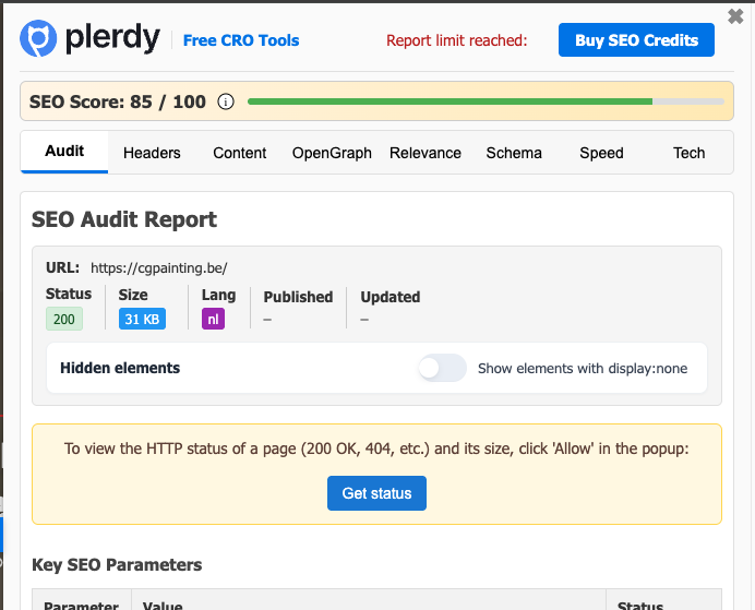 SEO dashboard en technische SEO-inzichten — eerste blok na de hero op Website-pagina